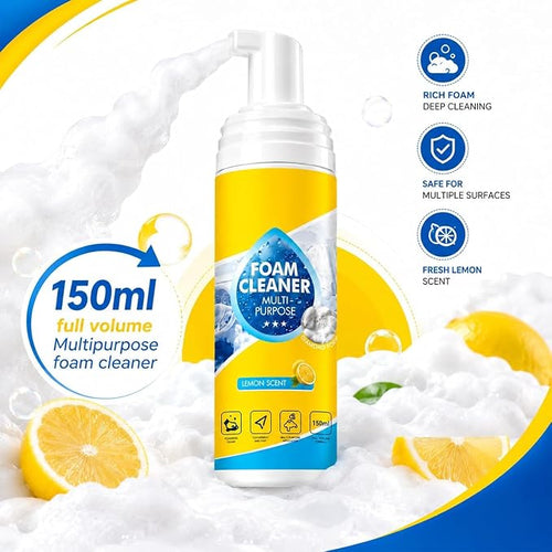4-in-1 Multi-Purpose Foam Cleaner, All-Purpose Deep Cleaning Spraywith Sponge & Towel for Car Interior, Kitchen Grease, Bathroom Tiles, Sofa Upholstery (1 PCS)